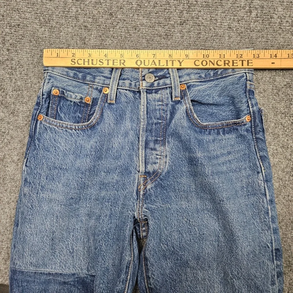 Levis‎ 501 Jeans Premium 24x30 Blue Knee Patchwork Workwear Grunge Streetwear